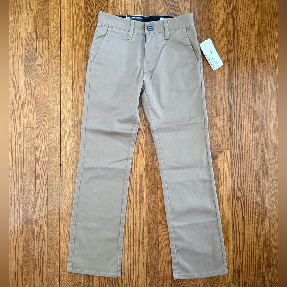 NWT Volcom Boy’s Khaki Frickin Modern Stretch Pants Chinos Size: 23 | Slim 10